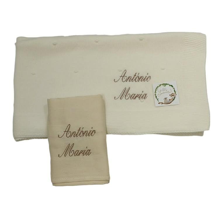 Manta e fralda personalizadas 2 nomes