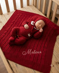 Babygrow e touca em malha vermelho