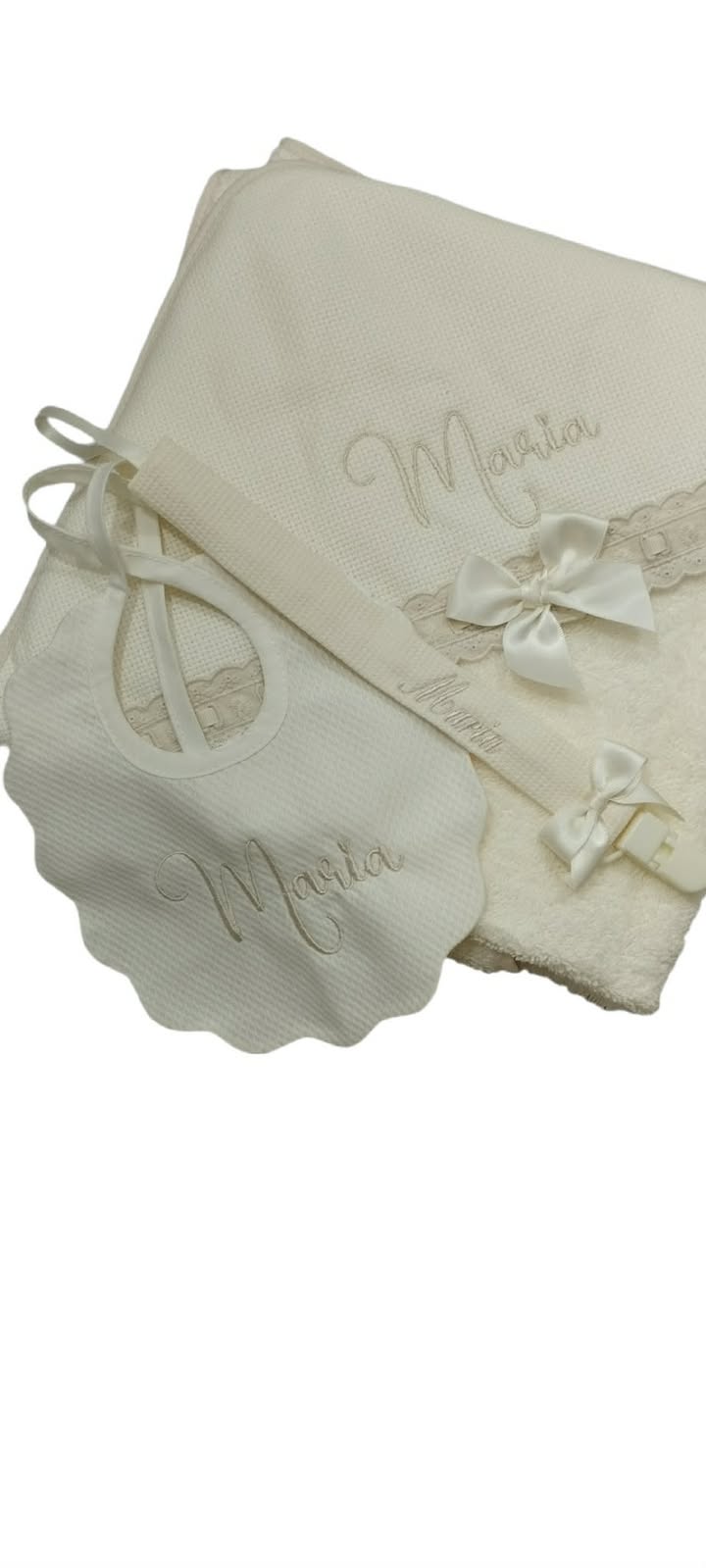 Conjunto Personalizado de Toalha de Banho, Babete e Prende Chupeta