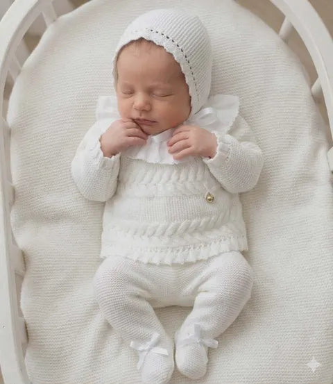 Conjunto Maternidade em Tricot - Branco Clássico