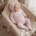 Conjunto Maternidade em Tricot com Renda - Rosa Claro